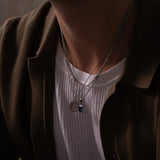 Men’s Minimal Zircon Pendant Necklace with Medium Chain