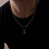 Men’s Clean Zircon Pendant Necklace with Medium Chain