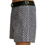 Men’s Tailored Swim Shorts in Olive Meridian with Mid-Length Fit