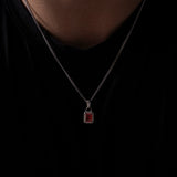 Men’s Clean Zircon Pendant Necklace with Medium Chain