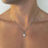 Men’s Zircon Pendant Necklace with Medium Chain