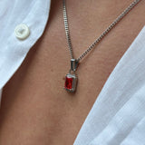 Men’s Clean Zircon Pendant Necklace with Medium Chain