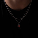 Men’s Clean Zircon Pendant Necklace with Medium Chain