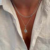 Men’s Sun Symbol Pendant Necklace with Slim Chain