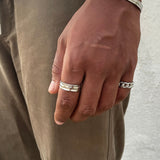 Men’s Adjustable Minimalist Band Ring with Pattern Detail