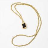 Gold Zircon Pendant Necklace with 2mm Stainless Steel Chain – Minimalist Design