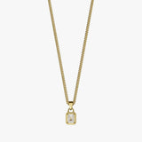 Gold Zircon Pendant Necklace with 2mm Minimalist Chain