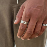 Men’s Adjustable Minimalist Band Ring with Pattern Detail