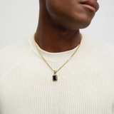 Gold Zircon Pendant Necklace with 2mm Stainless Steel Chain – Minimalist Design