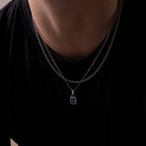Men’s Minimal Zircon Pendant Necklace with Medium Chain