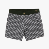 Men’s Tailored Swim Shorts in Olive Meridian with Mid-Length Fit