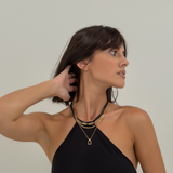 Chain Necklace for Women – Double Layer Chain with Black Onyx Pendant