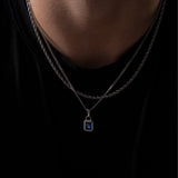 Men’s Minimal Zircon Pendant Necklace with Medium Chain