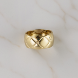 Women’s Thick Band Ring with Polished Criss-Cross Design