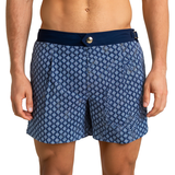 Men’s Tailored Swim Shorts in Navy Meridian with Mid-Length Fit