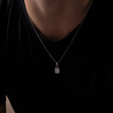 Men’s Zircon Pendant Necklace with Medium Chain