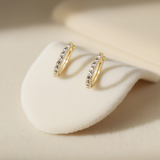 Slim Huggie Hoop Earrings with Crystal Accent 13mm – Women