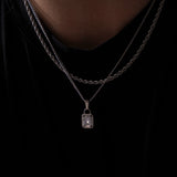 Men’s Zircon Pendant Necklace with Medium Chain