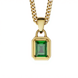 Men’s Polished Zircon Pendant Necklace with Medium Chain