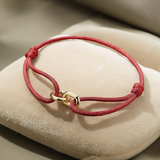 Gold Tone Element Bracelet with Maroon Cord for Men