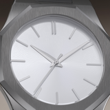 Minimalist Black Stainless Steel Men’s Watch with white dial 42mm