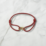 Gold Tone Element Bracelet with Maroon Cord for Men