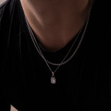 Men’s Zircon Pendant Necklace with Medium Chain