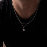 Men’s Zircon Pendant Necklace with Medium Chain