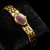 Women’s Oval Stainless Steel Watch with Crystal Detail Dial