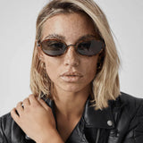 Women’s Oval Sunglasses with Tortoiseshell Frame and Smoke Lenses