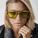 Women’s Aviator Sunglasses with Camouflage Frame and Khaki Lenses