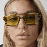 Women’s Aviator Sunglasses with Camouflage Frame and Khaki Lenses
