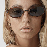 Women’s Oval Sunglasses with Tortoiseshell Frame and Smoke Lenses