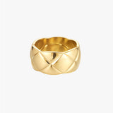 Women’s Thick Band Ring with Polished Criss-Cross Design