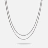 Men’s Double Chain Necklace Set with Mixed Link Design