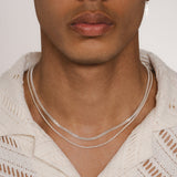 Men’s Double Chain Necklace Set with Mixed Link Design