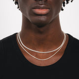 Men’s Double Chain Necklace Set with Mixed Link Design