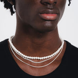 Men’s Double Chain Necklace Set with Mixed Link Design