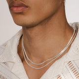 Men’s Double Chain Necklace Set with Mixed Link Design