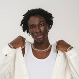 Men’s Double Chain Necklace Set with Mixed Link Design