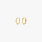 Slim Huggie Hoop Earrings with Crystal Accent 13mm – Women