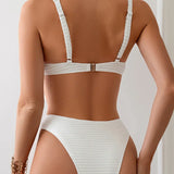 Women’s Bikini Set with Ring Detail and High-Waist Bottom