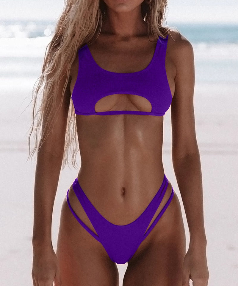 Women’s Cut-Out Bikini Set with Modern Design
