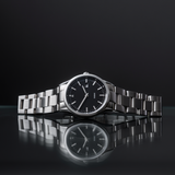 Stainless Steel Minimalist Watch with black dial 40mm