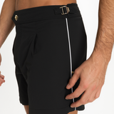 Men’s Tailored Swim Shorts in Black with Mid-Length Fit