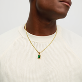Men’s Polished Zircon Pendant Necklace with Medium Chain