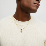 Gold Zircon Pendant Necklace with 2mm Minimalist Chain