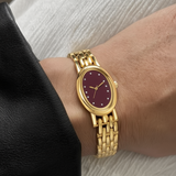 Women’s Oval Stainless Steel Watch with Crystal Detail Dial
