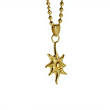 Gold Sun Symbol Pendant Necklace with 1mm Stainless Steel Chain
