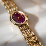 Women’s Oval Stainless Steel Watch with Crystal Detail Dial